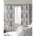 thumbnail image 3 of Grey Leaves Blackout Curtains 54 Inches Long for Bedroom, Gray Summer Tropical Plant Aesthetics Thermal Insulated Room Darkening Black Out Window Curtain Panels Grommet Drapes for Living Room, 3 of 8