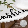 thumbnail image 3 of Sunflower Sunshine Round Tablecloth, Fitted Table Cover with Elastic for 45"-54" Round Tables, Pastoral Bees Farmhouse Floral Table Cloth Outdoor Indoor Dinning Party Waterproof Tablecloths, 3 of 6