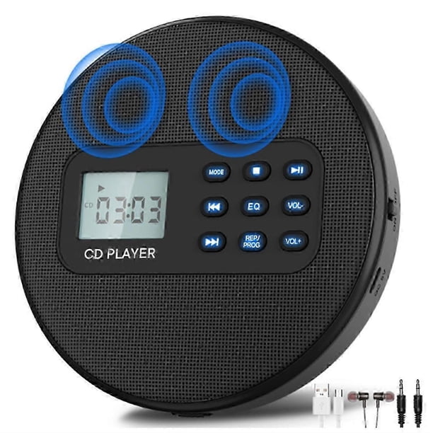 CD Player with Speakers:Rechargeable CD Player,Discman CD Player with Headphones Plays Recorded MP3/