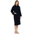 thumbnail image 3 of TowelSelections Women's Waffle Bathrobe 100% Cotton Soft Kimono Spa Bath Robe Medium/Large Navy, 3 of 5