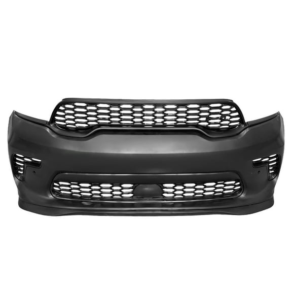 Ikon Motorsports Front Bumper Cover Compatible with 2021-2025 Dodge Durango, 2021  Hellcat Style Unpainted Black PP Replacement Conversion with Upper   Lower Grille, Fog Light Bezel and Lower Fascia