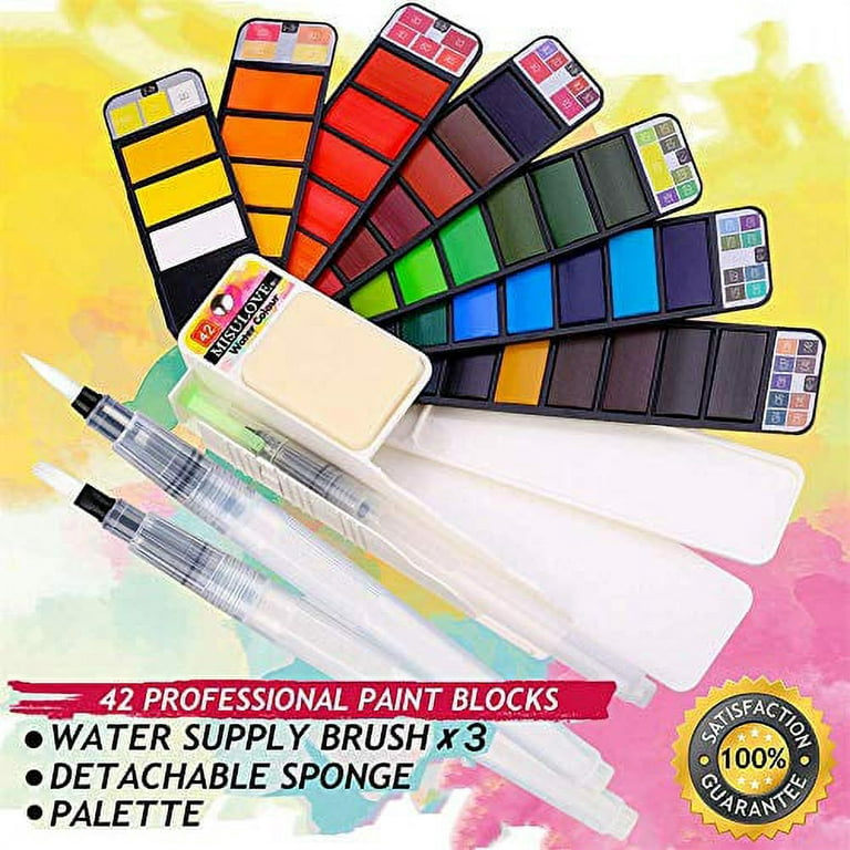Watercolor Paint Set with Brush - 42 Color Set