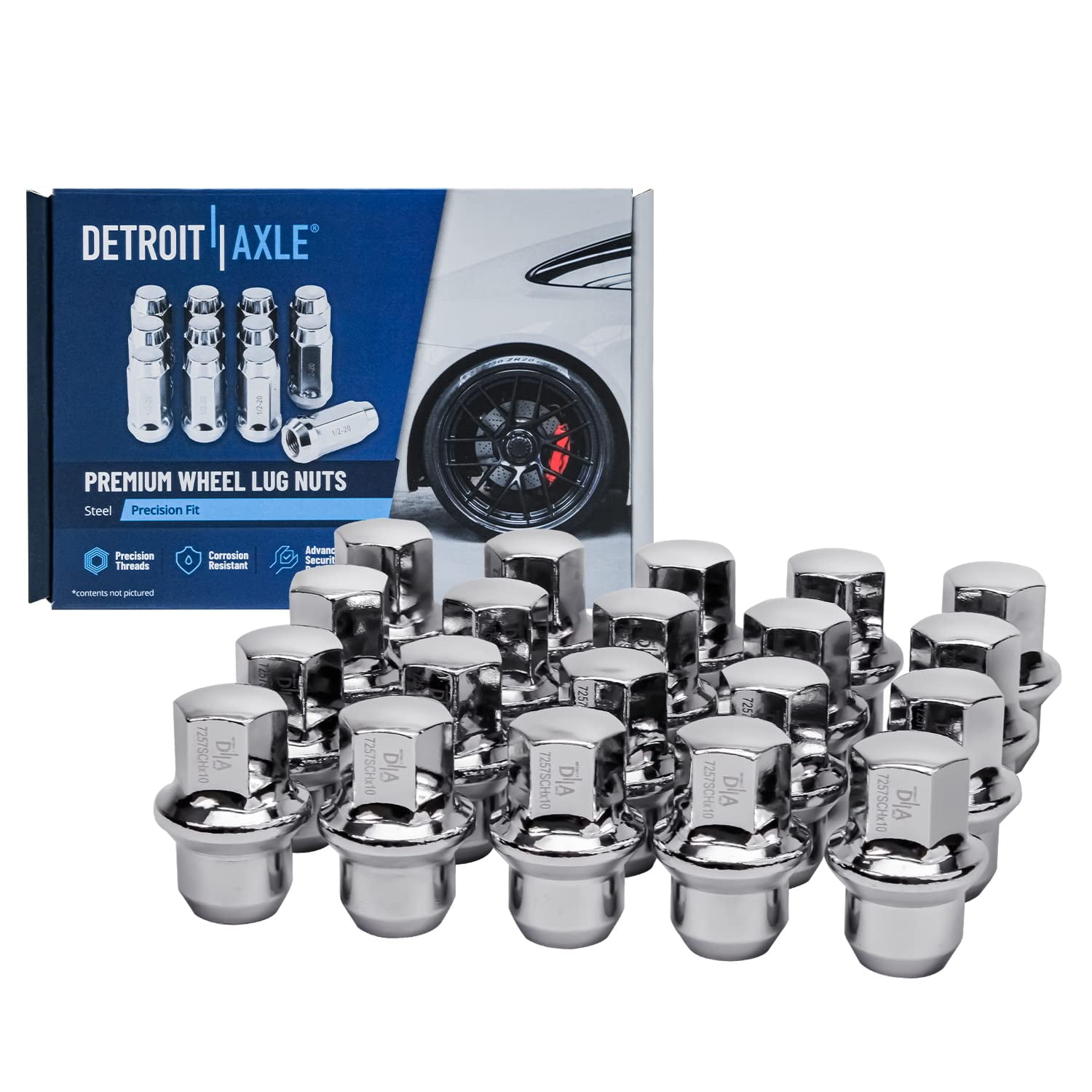 Detroit Axle 12x1.5 Chrome Wheel Lug Nuts Replacement for Dodge Grand