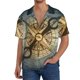 thumbnail image 1 of Balery Vintage Compass Camisa Casual de Manga Corta con Botones para Hombre, Texturizada, Estilo Cubano, para Playa, Verano-Medium, 1 of 5