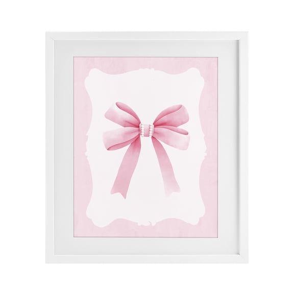 Stupell Industries Feminine Bow with Pearls White Framed Print Under Glass, design by Kim Allen