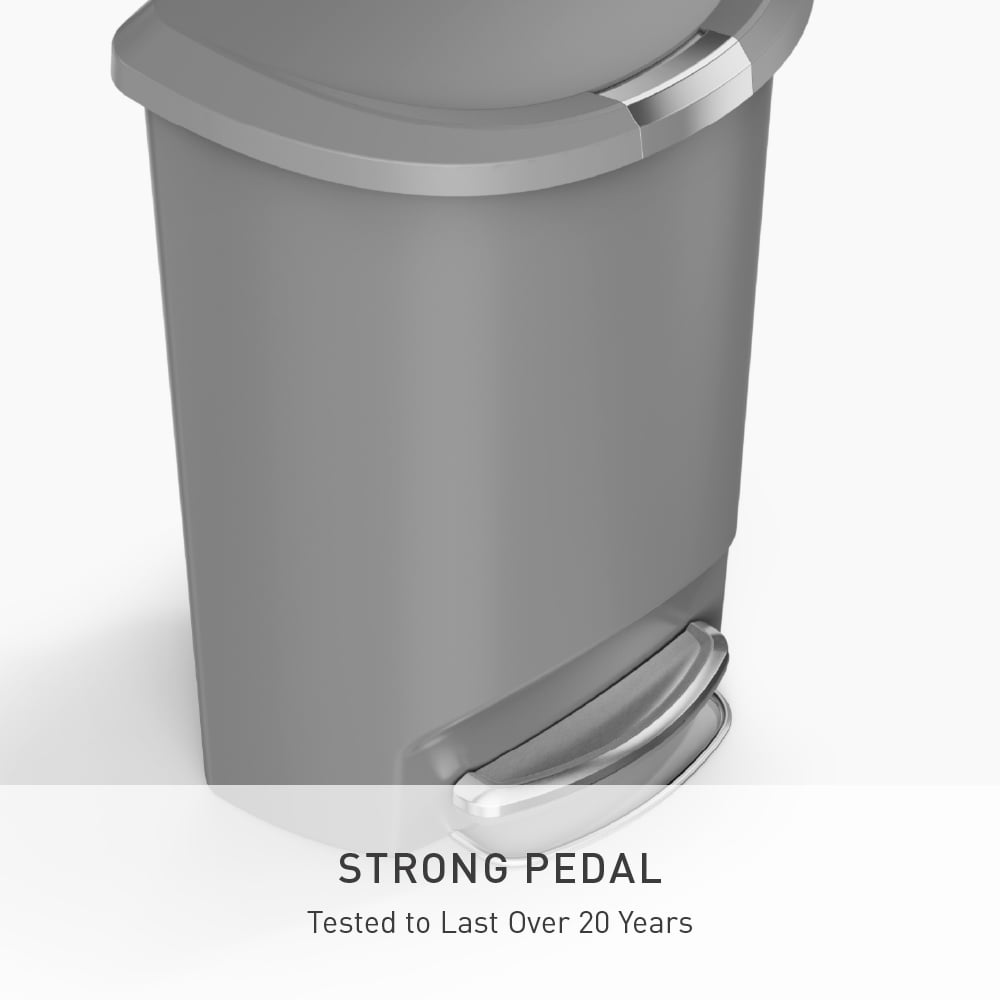 simplehuman Kitchen Trash Can, 13 Gallon Plastic Step Garbage Bin with Secure Slide Lock Lid, Gray