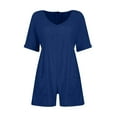 thumbnail image 6 of Dwaogom Women's Casual V-Neck Solid Short Sleeve Pockets Jumpsuit Shorts Women's Shiny Metallic Stretch Leggings Sportswear Shape Leggings, 6 of 8