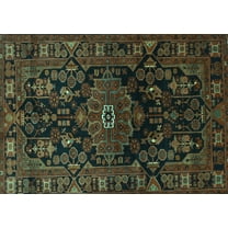 Ahgly Company Indoor Rectangle Persian Turquoise Blue Traditional Area Rugs, 5' x 7'