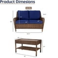 thumbnail image 2 of Krikacy Wicker Loveseat With Coffee Table, All-Weather HDPE Hand-Woven Rattan for Patio Deck,Blue, 2 of 6
