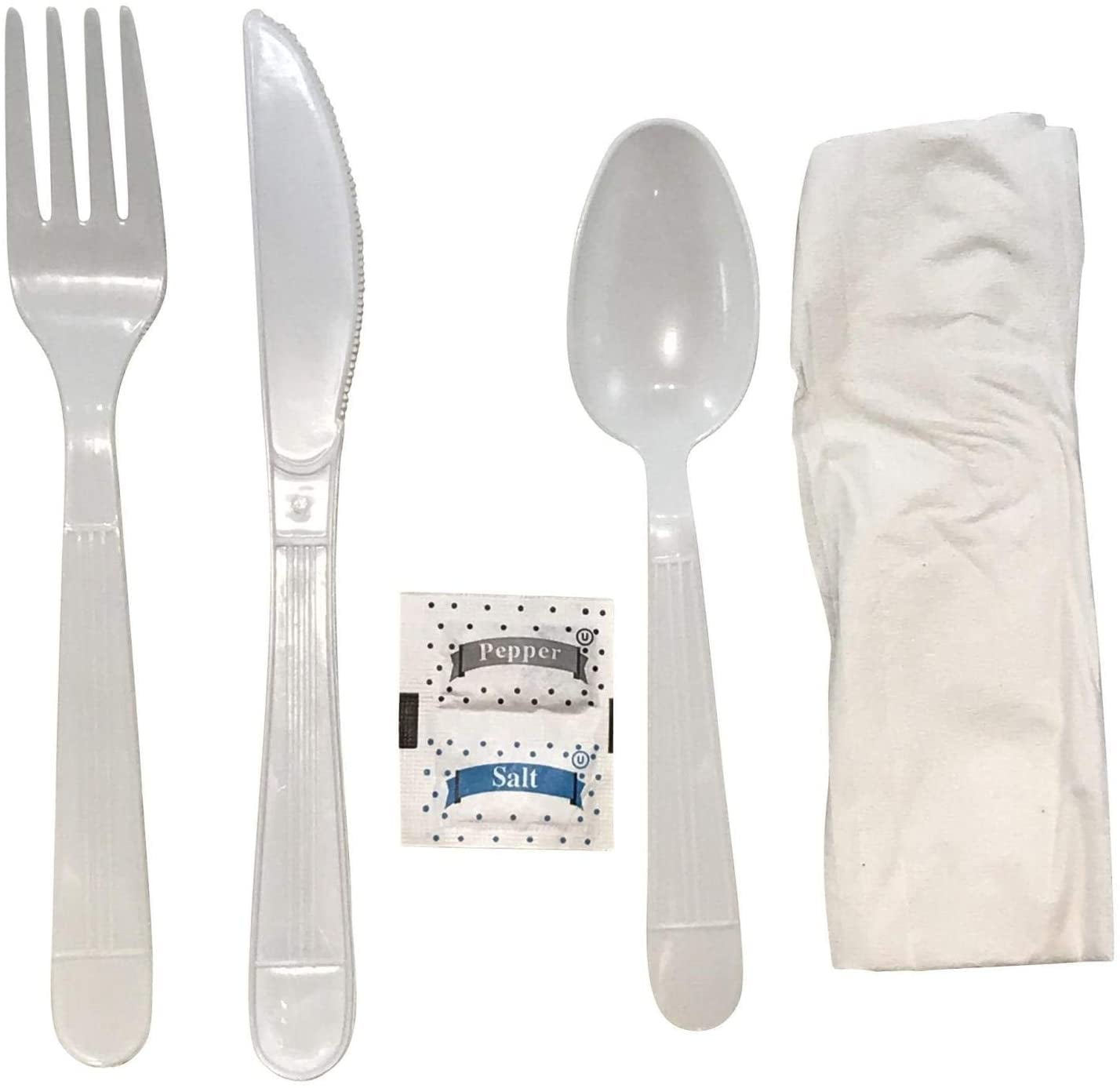 White Heavy Duty Plastic Silverware Set for 8 White Party Supplies