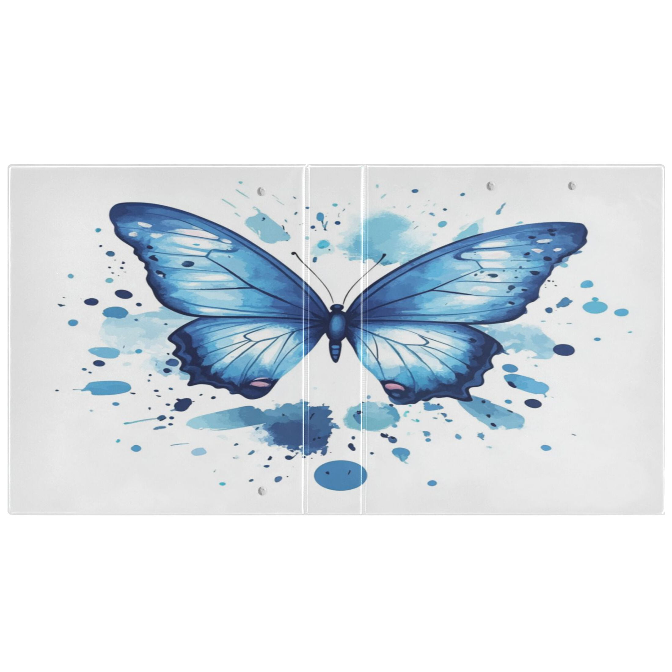 WOBOGO Blue Butterfly File Folders Extra Large Capacity to Hold 200 Sheets of Documents Hard Shell Ring Binder for School Home Office