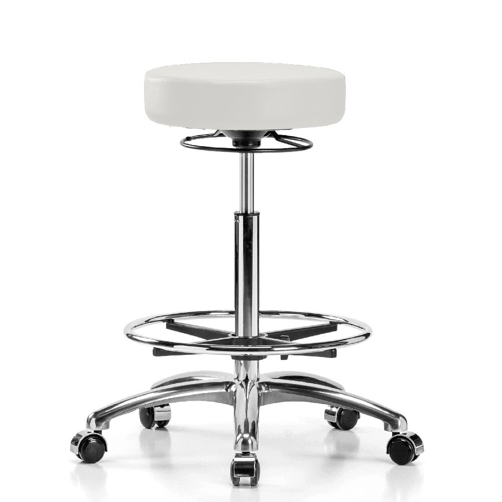 GRAY VINYL TALL MEDICAL DENTAL TATTOO SALON STOOL CHAIR WITH BACK AND FOOTRING 
