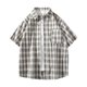 thumbnail image 1 of Mens Manga Corta Botón Abajo Camisas Cuadrado Gira Abajo Cuello Casual Camisa para Hombres, Blusa de Verano de Poliéster, 1 of 6