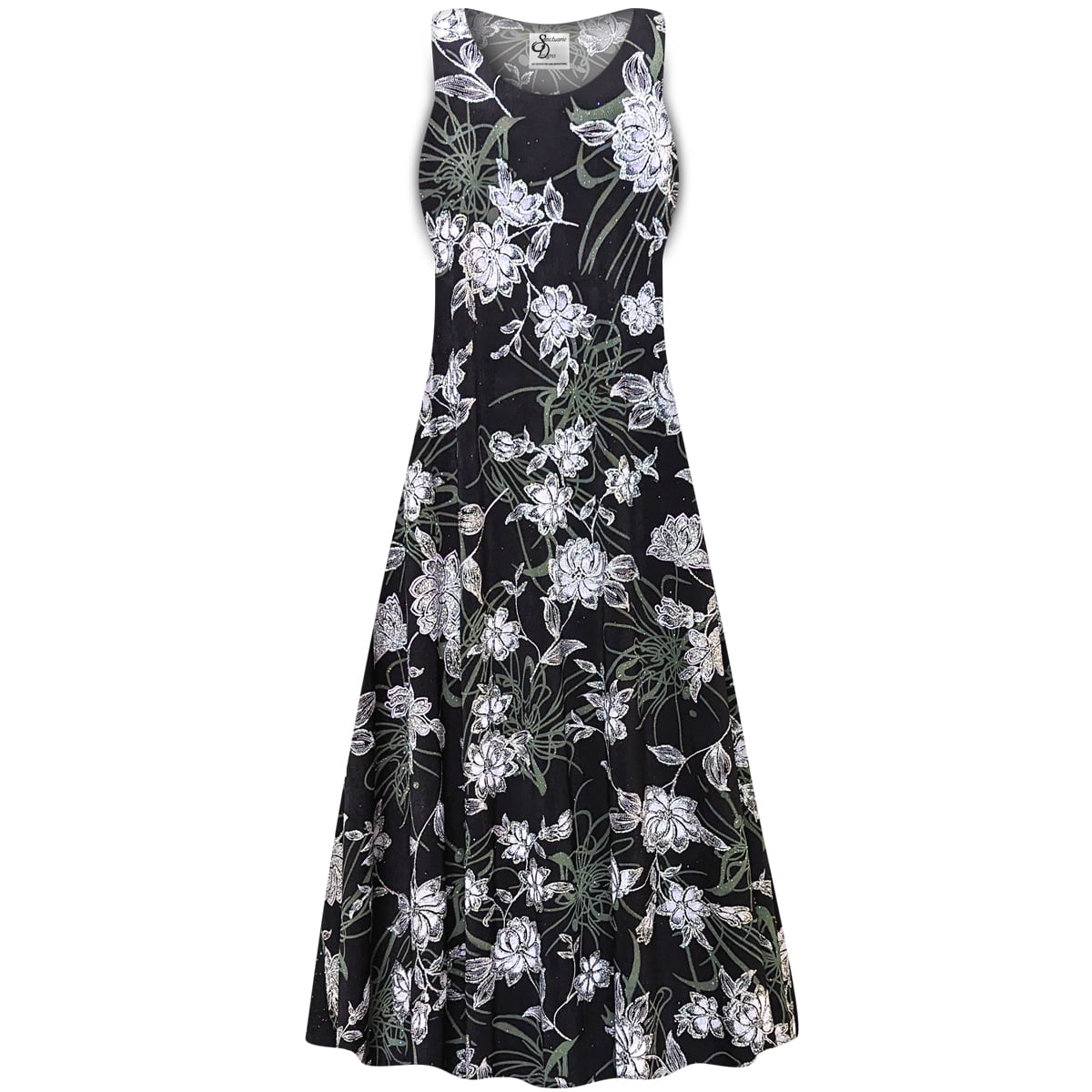 Grey Sleeveless Button Accent Pleated Mini Dress_Plus