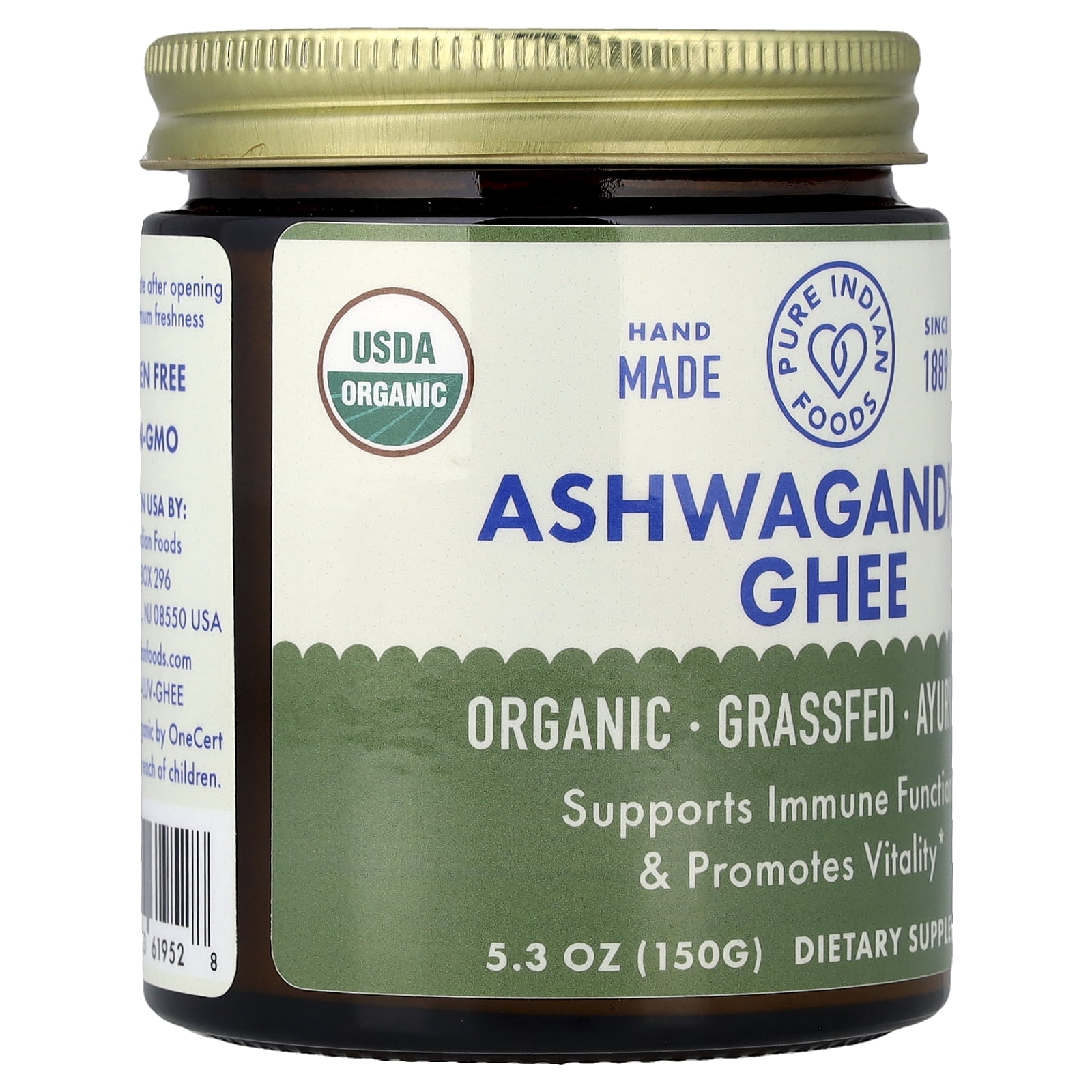 Pure Indian Foods Organic Ashwagandha Ghee, 5.3 oz (150 g)