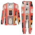 thumbnail image 3 of Cute Cat Meow Men's Pajama Set Sleepwear Pjs Lightweight Long Sleeve Crewneck Shirts and Bottoms Soft Comfy Sleep Sets M, 3 of 5