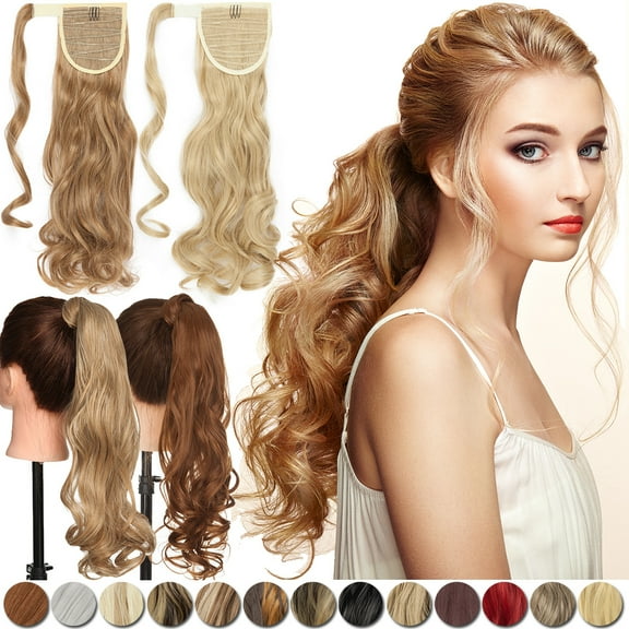 SEGO One Piece Ponytail Hair Extensions Clip in Wrap Around on Pony Tail Thick Real Natural Synthetic Fibre Ponytail Hairstyle Hairpiece for Women