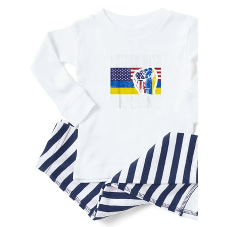 

CafePress - I Stand With Ukraine Flag American Flag Su Pajamas - Toddler Long Sleeve Pajama set