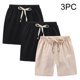 thumbnail image 5 of Odeerbi 2-10 Años Niños Niñas 3 Pcs Verano Algodón Lino Pantalones Cortos Entrenamiento Deportivos Cortos Lindo Color Sólido Pantalones Cortos Suaves Respirables, 5 of 9
