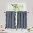 thumbnail image 1 of Shininglove Windows Boho Tassels Heavyweight Café Curtains, 26" W x 30" L, Grey, Set of 2, 1 of 7