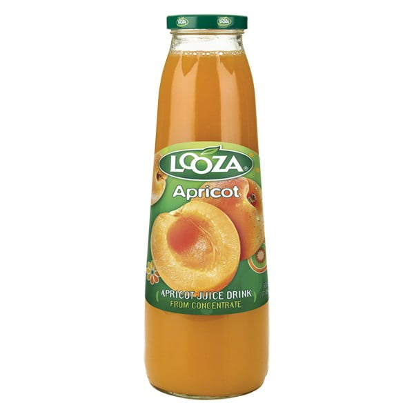 Looza Apricot Juice Drink 33.8 oz Glass Bottles Pack of 6