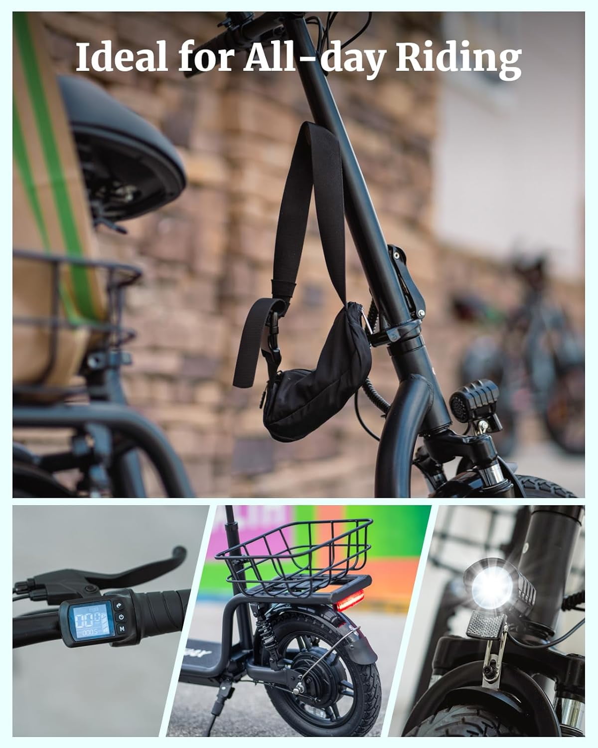 GOTRAX FLEX ULTRA Electric Scooter with Seat, 14" Tire 15.5Mph Power by Peak 500W Motor Comfortable EBike with Carry Basket for Adult
