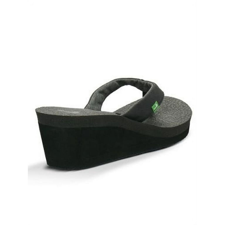 Sanuk Women s Yoga Mat Wedge Flip Flop Sandal Black 7 M US
