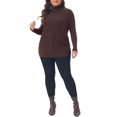 thumbnail image 2 of Agnes Orinda Women's Plus Size Turtleneck Sweater Slim Fit Long Sleeve Loose Knit Comfy Fall Winter Sweater L Coffee, 2 of 6