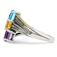 thumbnail image 3 of Finest GoldQMR12-3-10 Sterling Silver Two-Tone & 14K Three-Stone & Diamond Mothers Semi-Mount Ring - Size 10, 3 of 5
