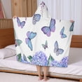 thumbnail image 5 of Pink Butterfly Flower Pattern Hooded Bath Towel，50"x30" for Ages 3 To 12 Kids, Quick Dry Lightweight Soft Microfiber Hood Beach Towel Cover Up for Kids, 5 of 7