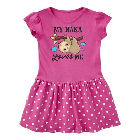 

Inktastic My Nana Loves Me with Sloth and Hearts Gift Toddler Girl Dress