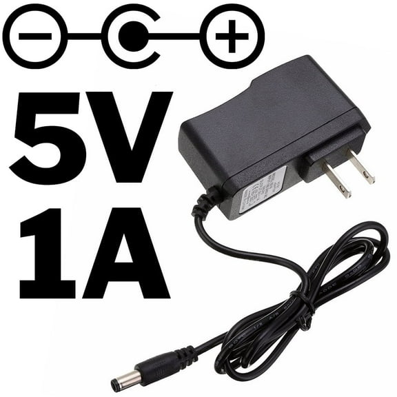 5 Volt DC, 1 Amp Power Adapter with 5.5mm Outer Diameter Barrel Jack, 2.1 mm Inner Diameter (Center Positive)