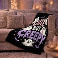 thumbnail image 6 of Cute But Creepy Halloween Ghost Pattern Whimsical Cartoon, Festive Halloween Scene, Warm Flannel Blanket for Living Room and Reading Nook, Art Lovers Halloween Gift, Festive Home Decor, 6 of 9
