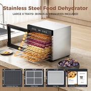 ONSON Food Dehydrator Machine, 8 Stainless Steel Trays, 650W Power, 167°F Dehydrated Dryer for Jerky, Dog Treats, Herbs, Meat, Fruit, Yogurt and Veggies, Silver-black