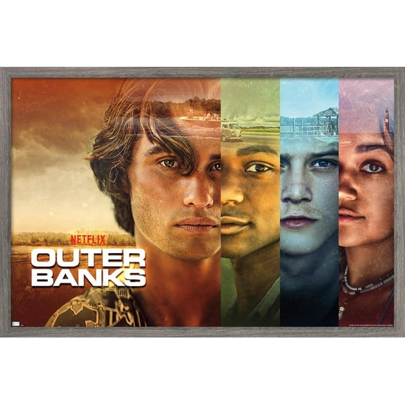 Netflix Outer Banks - Faces Wall Poster, 22.375" x 34", Framed