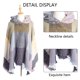 thumbnail image 3 of Poncho tipo capa con capucha a cuadros para mujer, tipo chal, con borlas, 3 of 5