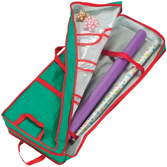 Gift Wrap Organizer Bag, Wrapping Paper Storage Container with Handles