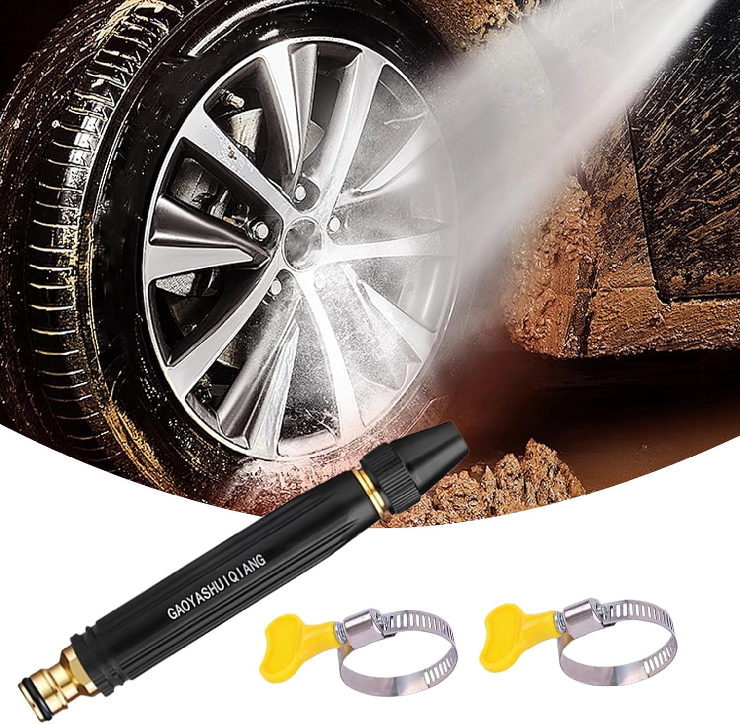 Heavy Duty Hydrojet Garden Hose Nozzle, High Pressure Metal Spray Nozzle with 8 Adjustable Patterns, Leak-Proof & Ergonomic Grip，