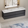 thumbnail image 2 of 72" Double Sink Vanity Cabinet, Floating Bathroom Vanity with Sink with 2 Resin Top Basin and 4 Soft Close Drawers, Black, 2 of 14