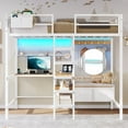 thumbnail image 5 of Metal Loft Bed Twin Size with Charging Station&LED Lights Twin Loft Bed Frame with L-Shaped Desk&Drawers&Coat Rack&Full-Length Guardrail for Adults, White, 5 of 9