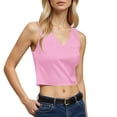 thumbnail image 3 of Crop Tank Tops for Women Lightweight Casual Cotton Linen V Neck Sleeveless Shirt Going out Tops Summer Outfits, 3 of 8