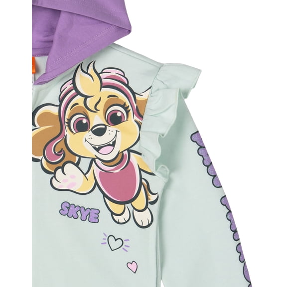 Paw Patrol Skye Everest Fleece Zip Up Hoodie Colorblock Toddler to Big Kid