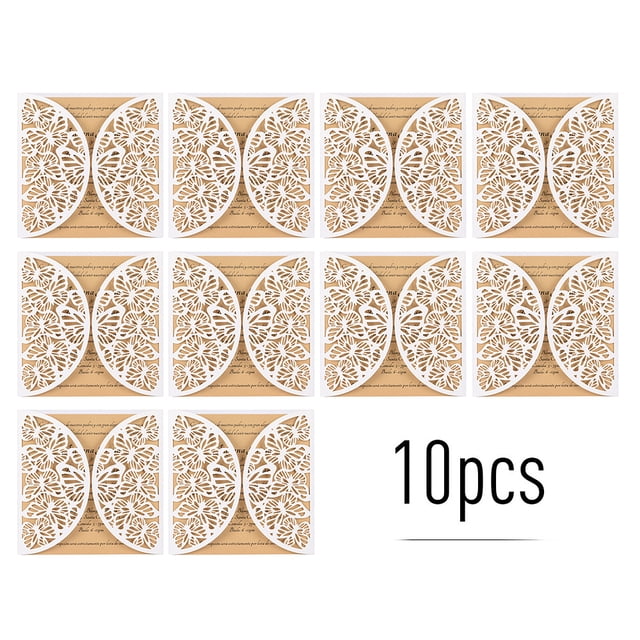 10pcs Pearl Paper Floral Invitation Cards Invitation Holders with Blank