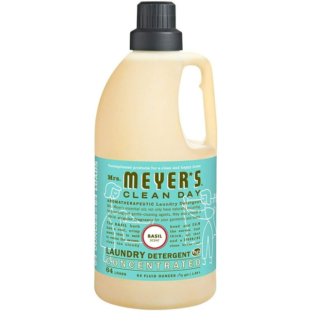 Mrs. Meyer's Clean Day 2x HE Liquid Laundry Detergent, Basil, 64Ounce