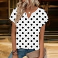 thumbnail image 2 of FRSASU Womens T Shirts Short Sleeve V Neck Polka Dot Printed Basic Tees Soft Casual Loose Fit Summer Fashion Tops White, 2 of 6