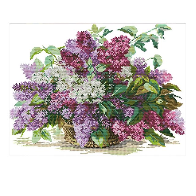 Punto de cruz parcial 14CT lila bordado contado DIY flor costura Kits Hugtrwg Para estrenar