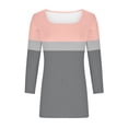 thumbnail image 7 of Olyvenn Womens Square Neck 3/4 Sleeve T Shirts 2025 Casual Print Basic Colorblock Tunic Tops Loose Tees Vacation Clothes 2025 Gray M, 7 of 7