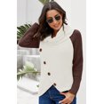 thumbnail image 3 of Pulls Femmes Chauds Asymétriques Tricotés Col Roulé Unis Enveloppants Manches Longues Chemises Tops Décontractés TG, 3 of 5