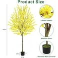 thumbnail image 2 of 6-foot tall artificial winter jasmine tree, made of simulated silk, with a plastic seedling tray, suitable for bedrooms, living rooms, offices, and interior decoration (yellow)., 2 of 7