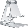 thumbnail image 1 of Soporte para teléfono celular, soporte para teléfono de escritorio ajustable totalmente plegable, base compatible con todos los teléfonos, plateado, 1 of 5